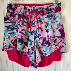 Avia Running Shorts (Size XS = 0-2) Floral Print Outer Shorts with Pink liner